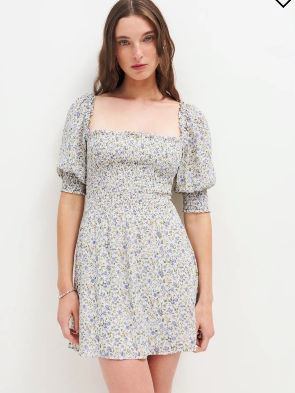 Reformation Elle Dress Floral Puff Sleeve Mini Size 2 B8